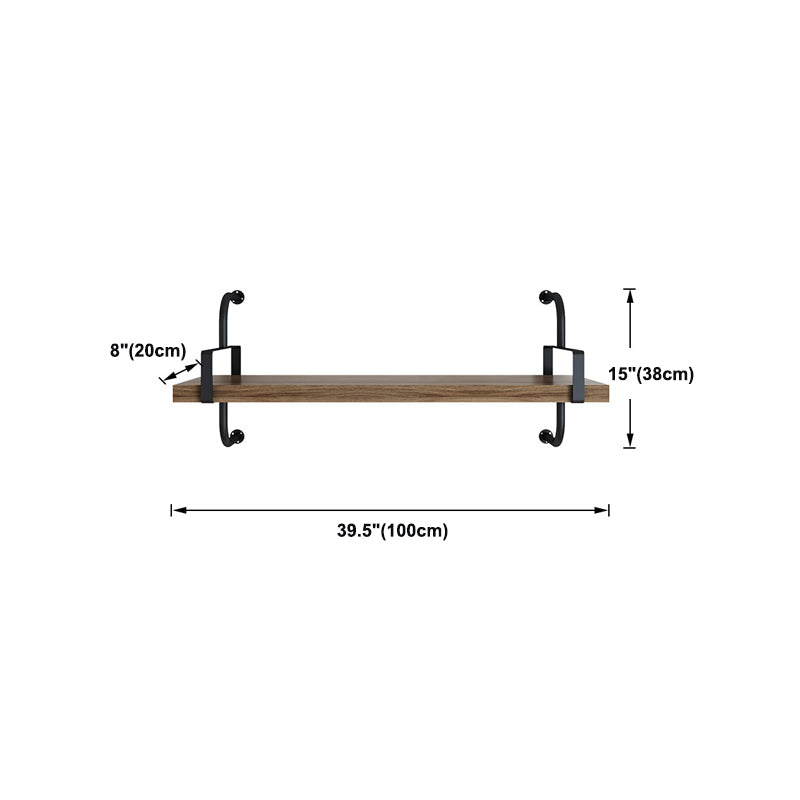Industrial 7.87" Wide Floating Bookshelf Solid Wood Living Room Bookcase