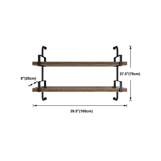 Industrial 7.87" Wide Floating Bookshelf Solid Wood Living Room Bookcase