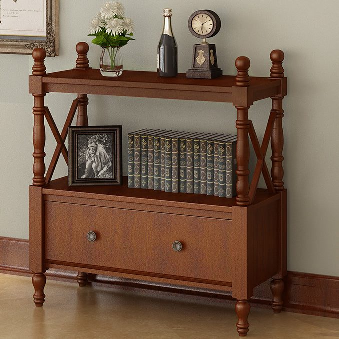 Rectangle Open Storage Bookshelf Nordic Solid Wood Bookshelf with Drawer