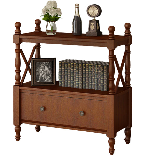 Rectangle Open Storage Bookshelf Nordic Solid Wood Bookshelf with Drawer