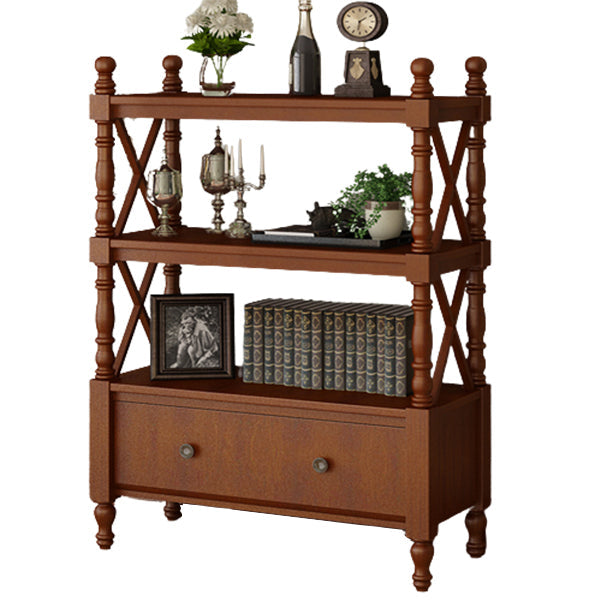 Rectangle Open Storage Bookshelf Nordic Solid Wood Bookshelf with Drawer