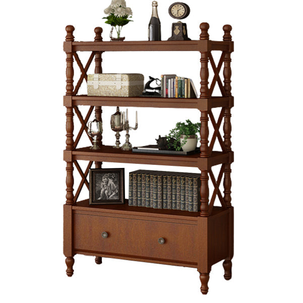 Rectangle Open Storage Bookshelf Nordic Solid Wood Bookshelf with Drawer