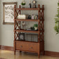 Rectangle Open Storage Bookshelf Nordic Solid Wood Bookshelf with Drawer