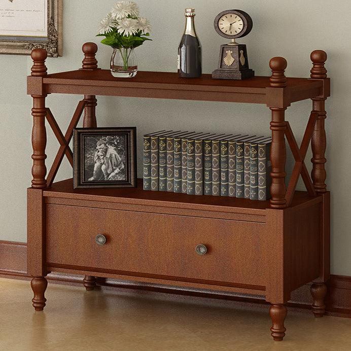 Rectangle Open Storage Bookshelf Nordic Solid Wood Bookshelf with Drawer