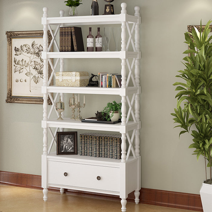 Rectangle Open Storage Bookshelf Nordic Solid Wood Bookshelf with Drawer