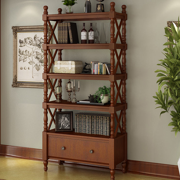 Rectangle Open Storage Bookshelf Nordic Solid Wood Bookshelf with Drawer