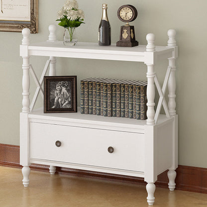 Rectangle Open Storage Bookshelf Nordic Solid Wood Bookshelf with Drawer