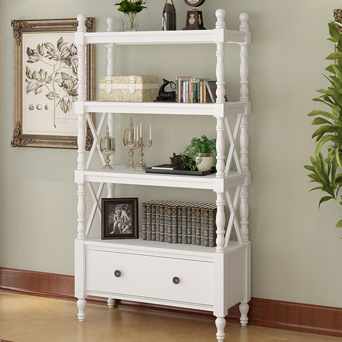 Rectangle Open Storage Bookshelf Nordic Solid Wood Bookshelf with Drawer