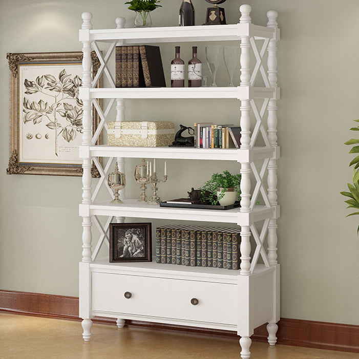 Rectangle Open Storage Bookshelf Nordic Solid Wood Bookshelf with Drawer