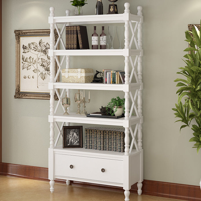 Rectangle Open Storage Bookshelf Nordic Solid Wood Bookshelf with Drawer