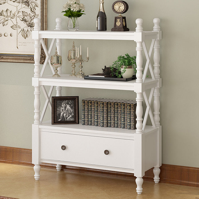 Rectangle Open Storage Bookshelf Nordic Solid Wood Bookshelf with Drawer