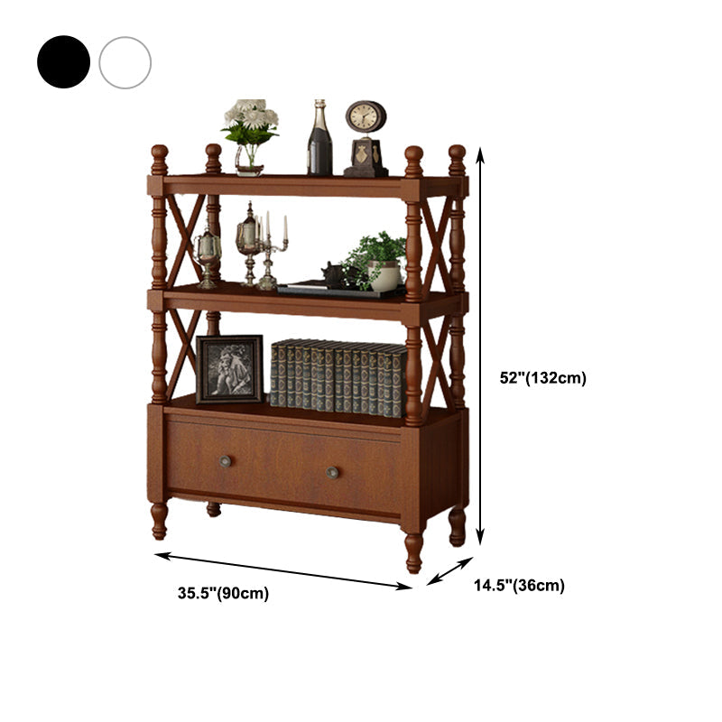 Rectangle Open Storage Bookshelf Nordic Solid Wood Bookshelf with Drawer