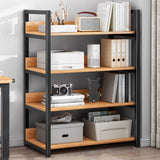 Contemporary Steel Frame Bookcase Wood Open Back Bookcase for Home Office