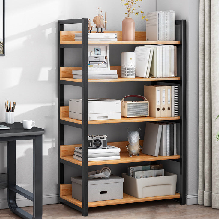 Contemporary Steel Frame Bookcase Wood Open Back Bookcase for Home Office