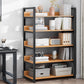 Contemporary Steel Frame Bookcase Wood Open Back Bookcase for Home Office