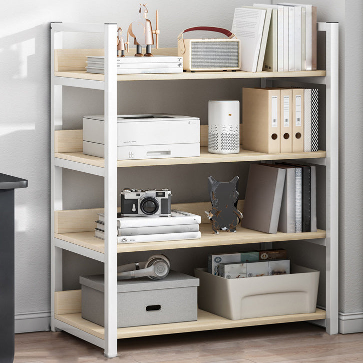 Contemporary Steel Frame Bookcase Wood Open Back Bookcase for Home Office