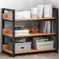 Contemporary Steel Frame Bookcase Wood Open Back Bookcase for Home Office