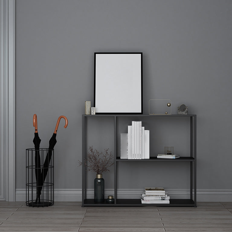 Etagere Metal Bookshelf Industrial Open Back Storage Bookcase 24"L x 10"W x 24"H Black Clearhalo 'Bookcases' 'furn' 'furn_bookcases' 'Furniture' 'Office Furniture' 5472234