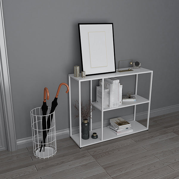 Etagere Metal Bookshelf Industrial Open Back Storage Bookcase 39.4"L x 9.8"W x 29.5"H White Clearhalo 'Bookcases' 'furn' 'furn_bookcases' 'Furniture' 'Office Furniture' 5472237