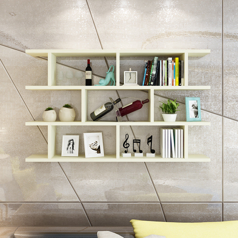 Estantería de estantería flotante escandinava estantería de madera fabricada con la pared