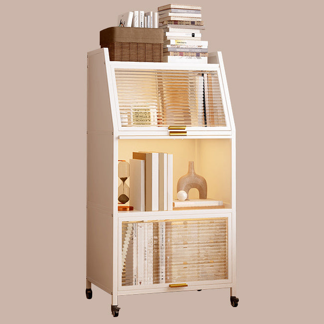Modern Style Bookshelf Metal Closed Back Bookcase with Door for Home Office 15.7"L x 13.8"W x 46.1"H White Clearhalo 'Bookcases' 'furn' 'furn_bookcases' 'Furniture' 'Office Furniture' 5472430