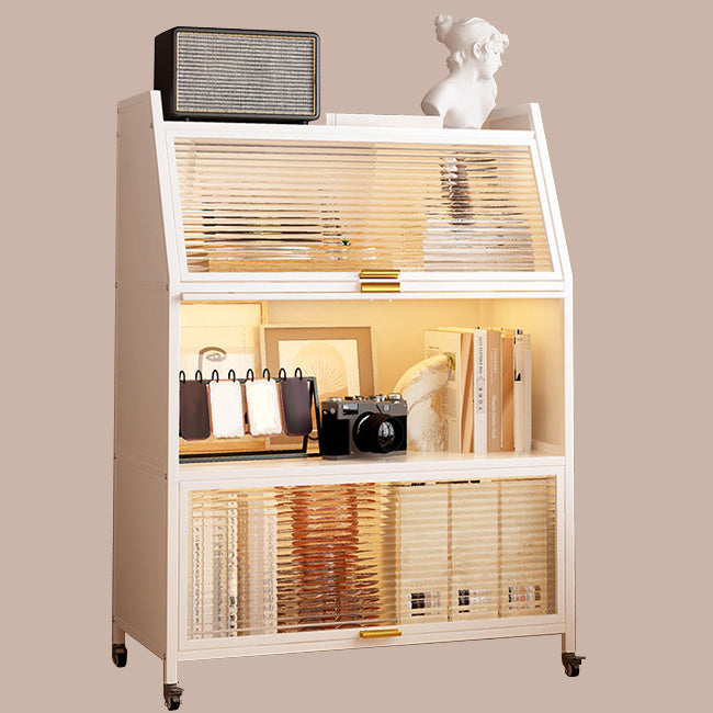 Modern Style Bookshelf Metal Closed Back Bookcase with Door for Home Office 31"L x 14"W x 46"H White Clearhalo 'Bookcases' 'furn' 'furn_bookcases' 'Furniture' 'Office Furniture' 5472433