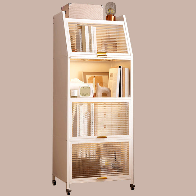 Modern Style Bookshelf Metal Closed Back Bookcase with Door for Home Office 16"L x 14"W x 59"H White Clearhalo 'Bookcases' 'furn' 'furn_bookcases' 'Furniture' 'Office Furniture' 5472435
