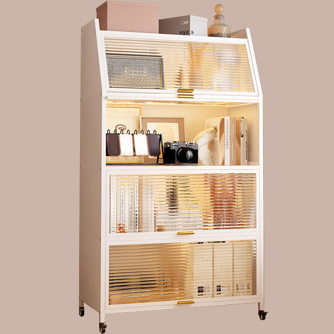 Modern Style Bookshelf Metal Closed Back Bookcase with Door for Home Office 31.5"L x 13.8"W x 59.1"H White Clearhalo 'Bookcases' 'furn' 'furn_bookcases' 'Furniture' 'Office Furniture' 5472439
