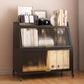 Modern Style Bookshelf Metal Closed Back Bookcase with Door for Home Office 31.5"L x 13.8"W x 33.1"H Black Clearhalo 'Bookcases' 'furn' 'furn_bookcases' 'Furniture' 'Office Furniture' 5472445