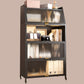 Modern Style Bookshelf Metal Closed Back Bookcase with Door for Home Office 31.5"L x 13.8"W x 59.1"H Black Clearhalo 'Bookcases' 'furn' 'furn_bookcases' 'Furniture' 'Office Furniture' 5472451