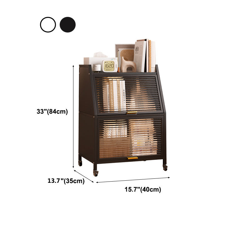 Modern Style Bookshelf Metal Closed Back Bookcase with Door for Home Office Clearhalo 'Bookcases' 'furn' 'furn_bookcases' 'Furniture' 'Office Furniture' 5472452