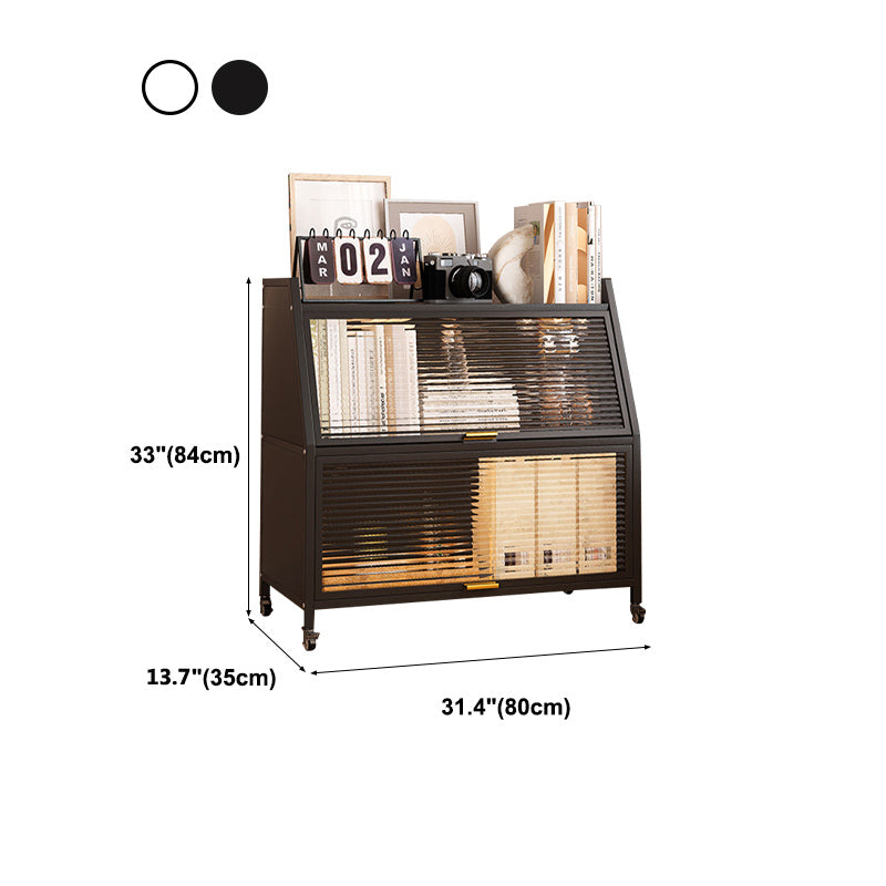 Modern Style Bookshelf Metal Closed Back Bookcase with Door for Home Office Clearhalo 'Bookcases' 'furn' 'furn_bookcases' 'Furniture' 'Office Furniture' 5472454