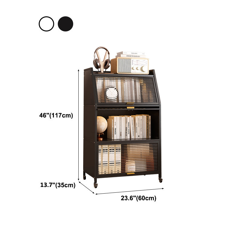 Modern Style Bookshelf Metal Closed Back Bookcase with Door for Home Office Clearhalo 'Bookcases' 'furn' 'furn_bookcases' 'Furniture' 'Office Furniture' 5472456