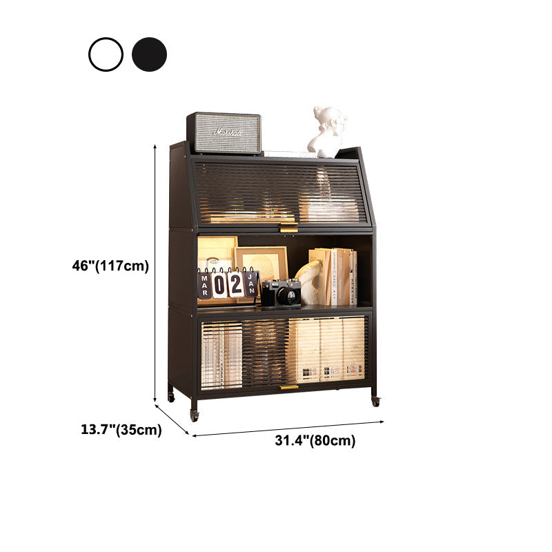 Modern Style Bookshelf Metal Closed Back Bookcase with Door for Home Office Clearhalo 'Bookcases' 'furn' 'furn_bookcases' 'Furniture' 'Office Furniture' 5472457