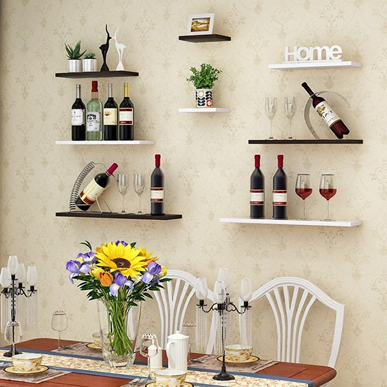 Modern Manufactured Wood Floating Bookcase 5.5" Wide Bookshelf