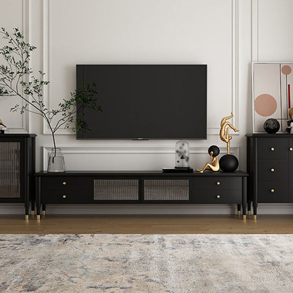 Rubberwood TV Media Stand 4-Drawer Enclosed Storage TV Stand Console Clearhalo 'furn' 'furn_tv_stands_entertainment_centers' 'Furniture' 'Living Room Furniture' 'TV Stands & Entertainment Centers' 'TV Stands & Media Storage Furniture' 'tv_stands_entertainment_centers' 5472807