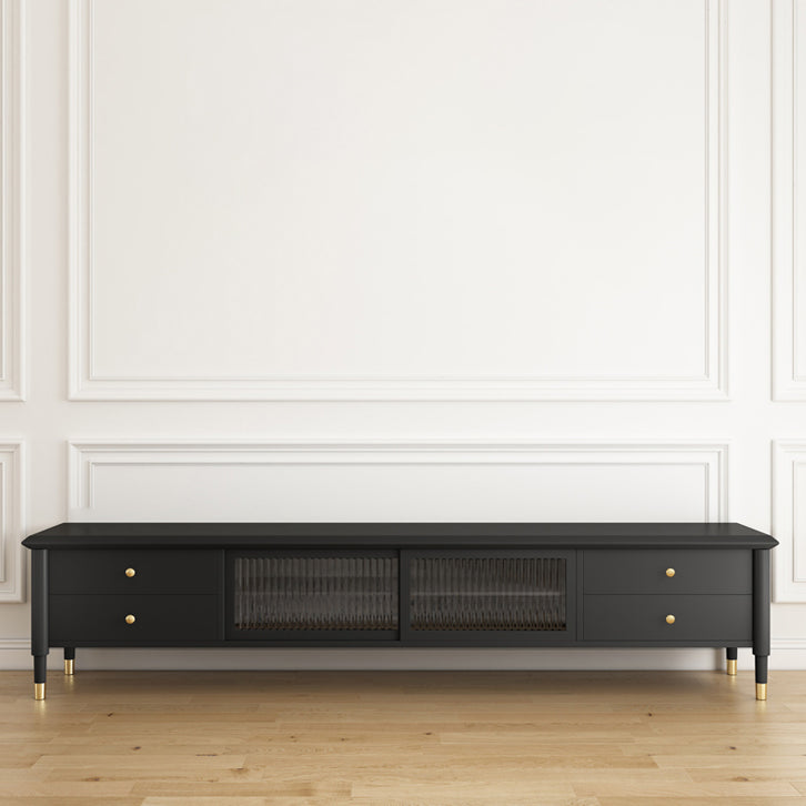 Rubberwood TV Media Stand 4-Drawer Enclosed Storage TV Stand Console Clearhalo 'furn' 'furn_tv_stands_entertainment_centers' 'Furniture' 'Living Room Furniture' 'TV Stands & Entertainment Centers' 'TV Stands & Media Storage Furniture' 'tv_stands_entertainment_centers' 5472811