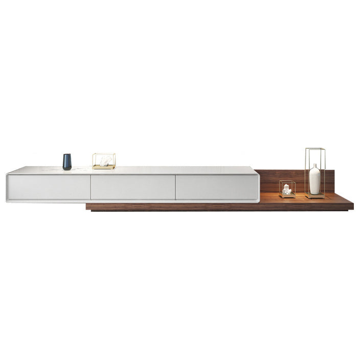 Meuble TV en bois avec 3 tiroirs, meuble TV coulissant avec console multimédia en finition bois