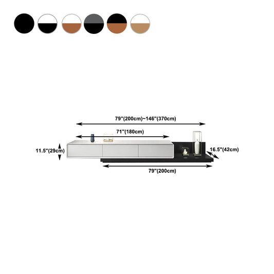 Wood TV Cabinet with 3 Drawers , Sliding Media Console TV Stand in Wood Finish