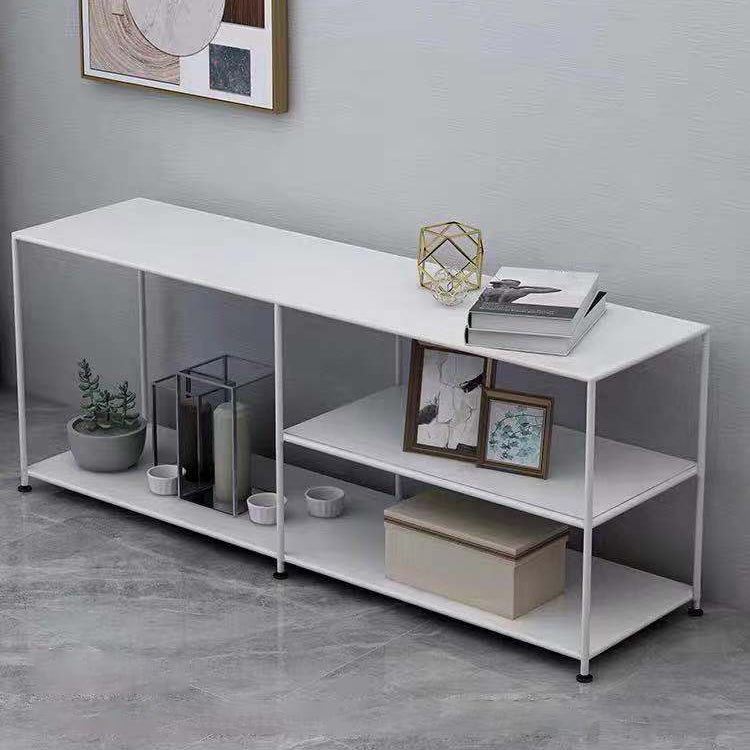 12.99"D TV Stand Industrial Style Open Storage TV Console with 3-shelf 71"L x 13"W x 20"H Gloss White Open Shelving Clearhalo 'furn' 'furn_tv_stands_entertainment_centers' 'Furniture' 'Living Room Furniture' 'TV Stands & Entertainment Centers' 'TV Stands & Media Storage Furniture' 'tv_stands_entertainment_centers' 5472935