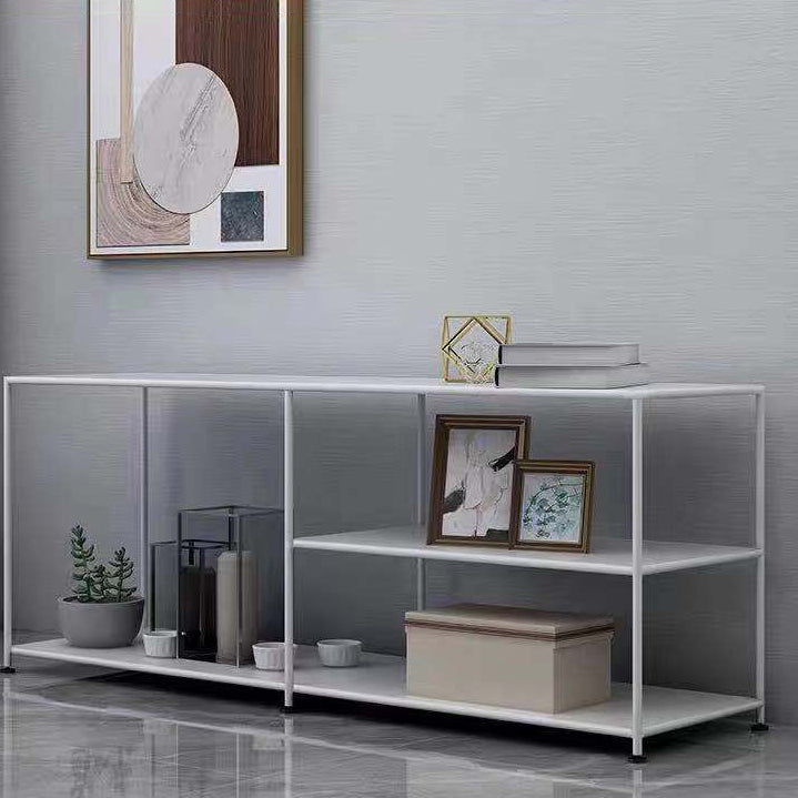 12.99"D TV Stand Industrial Style Open Storage TV Console with 3-shelf 59"L x 13"W x 20"H Gloss White Open Shelving Clearhalo 'furn' 'furn_tv_stands_entertainment_centers' 'Furniture' 'Living Room Furniture' 'TV Stands & Entertainment Centers' 'TV Stands & Media Storage Furniture' 'tv_stands_entertainment_centers' 5472938