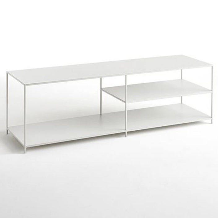 12.99"D TV Stand Industrial Style Open Storage TV Console with 3-shelf 51"L x 13"W x 20"H Gloss White Open Shelving Clearhalo 'furn' 'furn_tv_stands_entertainment_centers' 'Furniture' 'Living Room Furniture' 'TV Stands & Entertainment Centers' 'TV Stands & Media Storage Furniture' 'tv_stands_entertainment_centers' 5472939