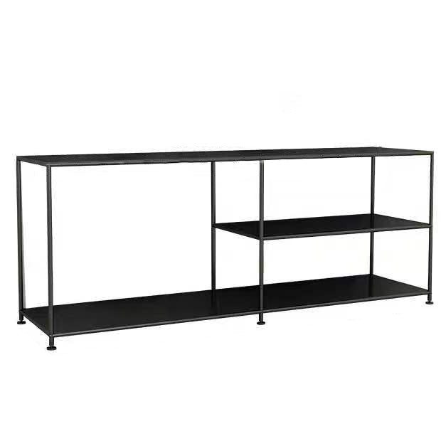 12.99"D TV Stand Industrial Style Open Storage TV Console with 3-shelf 51"L x 13"W x 20"H Matte Black Open Shelving Clearhalo 'furn' 'furn_tv_stands_entertainment_centers' 'Furniture' 'Living Room Furniture' 'TV Stands & Entertainment Centers' 'TV Stands & Media Storage Furniture' 'tv_stands_entertainment_centers' 5472942