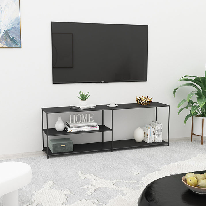 12.99"D TV Stand Industrial Style Open Storage TV Console with 3-shelf Clearhalo 'furn' 'furn_tv_stands_entertainment_centers' 'Furniture' 'Living Room Furniture' 'TV Stands & Entertainment Centers' 'TV Stands & Media Storage Furniture' 'tv_stands_entertainment_centers' 5472944