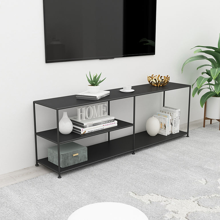 12.99"D TV Stand Industrial Style Open Storage TV Console with 3-shelf Clearhalo 'furn' 'furn_tv_stands_entertainment_centers' 'Furniture' 'Living Room Furniture' 'TV Stands & Entertainment Centers' 'TV Stands & Media Storage Furniture' 'tv_stands_entertainment_centers' 5472946