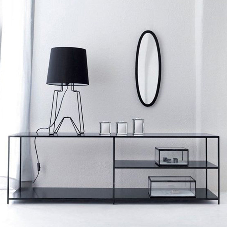 12.99"D TV Stand Industrial Style Open Storage TV Console with 3-shelf Clearhalo 'furn' 'furn_tv_stands_entertainment_centers' 'Furniture' 'Living Room Furniture' 'TV Stands & Entertainment Centers' 'TV Stands & Media Storage Furniture' 'tv_stands_entertainment_centers' 5472948
