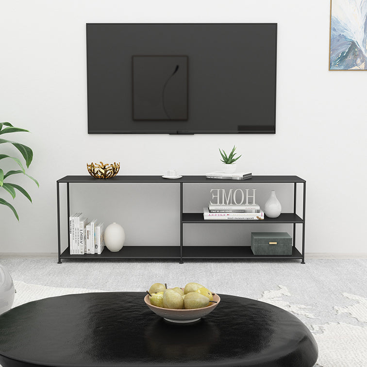 12.99"D TV Stand Industrial Style Open Storage TV Console with 3-shelf Clearhalo 'furn' 'furn_tv_stands_entertainment_centers' 'Furniture' 'Living Room Furniture' 'TV Stands & Entertainment Centers' 'TV Stands & Media Storage Furniture' 'tv_stands_entertainment_centers' 5472949