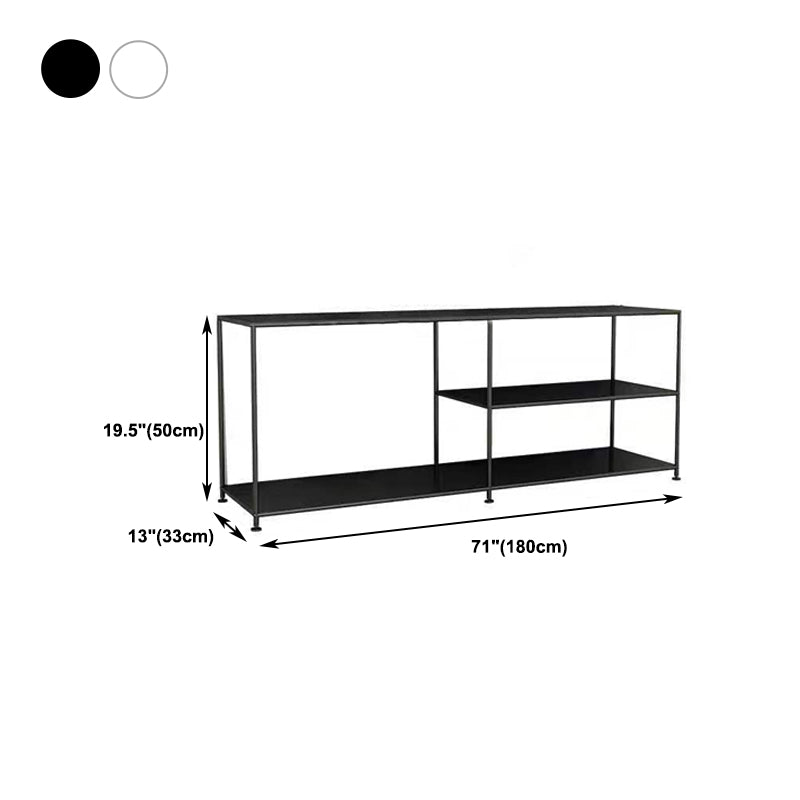 12.99"D TV Stand Industrial Style Open Storage TV Console with 3-shelf Clearhalo 'furn' 'furn_tv_stands_entertainment_centers' 'Furniture' 'Living Room Furniture' 'TV Stands & Entertainment Centers' 'TV Stands & Media Storage Furniture' 'tv_stands_entertainment_centers' 5472954