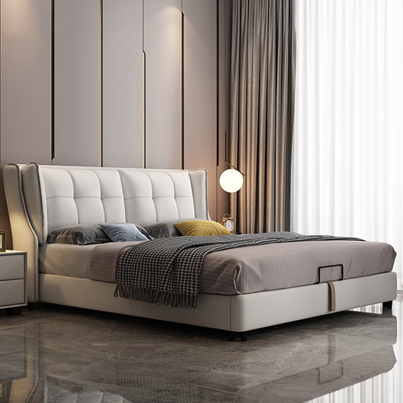 Contemporary Tufted Standard Bed with Wingback Headboard and Legs