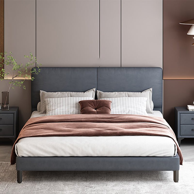 Modernes Panel Holzstandard Bett mit rechteckigem Kopfteil